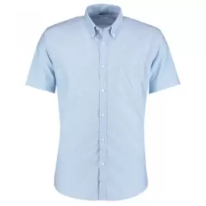 Image of Kustom Kit Mens Slim Fit Short Sleeve Oxford Shirt (14.5) (Light Blue)