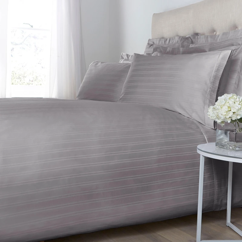 Image of Hotel Collection Woven Stripe Oxford Pillowcase Pair - Grey Grey One Size