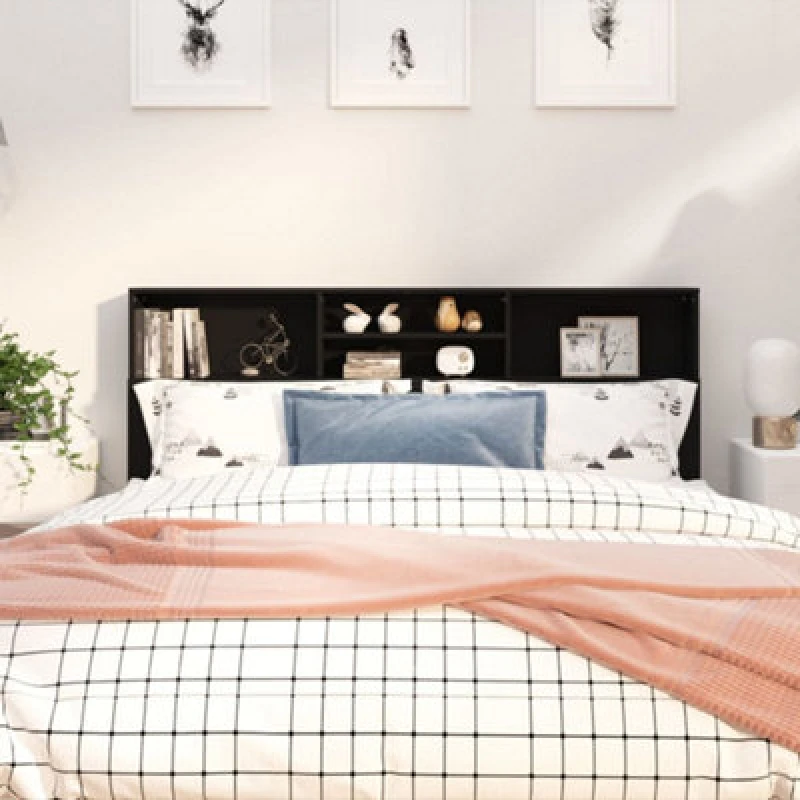 Image of VIDAXL Headboard Cabinet Black 180x19x103.5cm Vidaxl 8720286966679