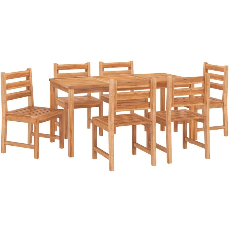 Image of vidaXL 7 Piece Garden Dining Set Solid Wood Teak, Brown 3157188