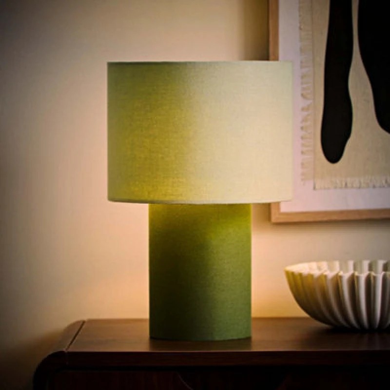 Image of ValueLights ValueLights Bobby Colour Clash Duo Fabric Table Lamp with LED Bulb in Green Green One Size Unisex 5059406070105