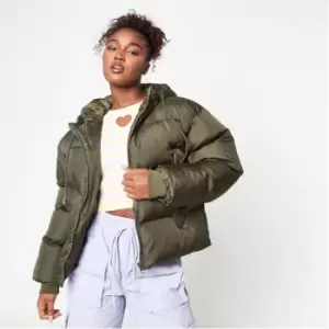 image of Missguided Hooded Puffer Coat - Green