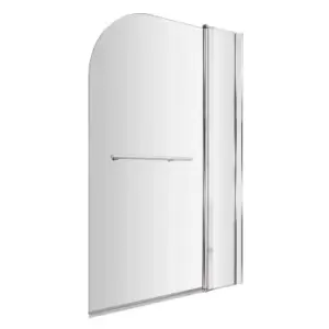 Image of Nuie Pacific Round Bath Screen Fixed Panel & Rail - Polished Chrome