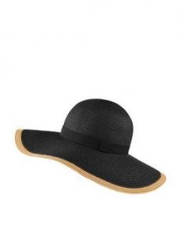 Image of Accessorize Contrast Edge Plain Floppy Hat - Black