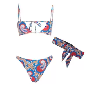 image of Missguided Scarf Print 3 Piece Bikini Set - Blue