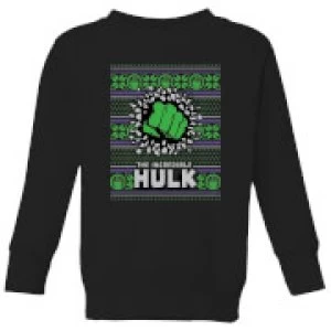 Image of Marvel Hulk Punch Kids Christmas Sweatshirt - Black - 11-12 Years