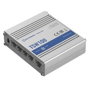 Image of Teltonika TSW100 Industrial Unmanaged 4 Port POE+ Network Switch UK Plug