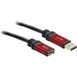 image of Delock USB cable USB 3.2 1st Gen (USB 3.0 / USB 3.1 1st Gen) USB-A plug, USB-A socket 2m Red, Black gold plated connectors, UL-approved 82753