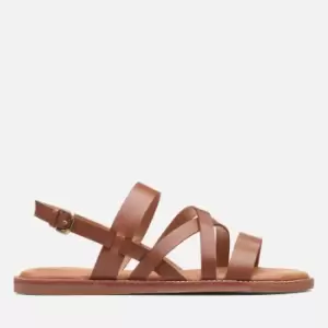 image of Clarks Womens Karsea Sun Leather Sandals - Tan - UK 4