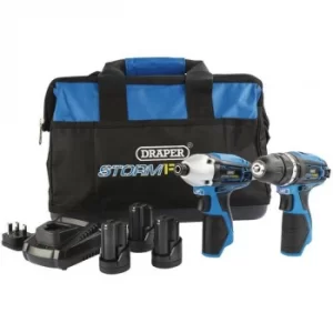 Image of Draper Storm Force® 10.8V Power Interchange Drill and Driver Twin Kit (+3 x 1.5Ah Batteries, Charger and Bag)