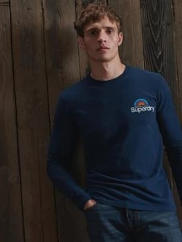 Image of Superdry Core Logo Wilderness Long Sleeve Top - Blue Size M Men