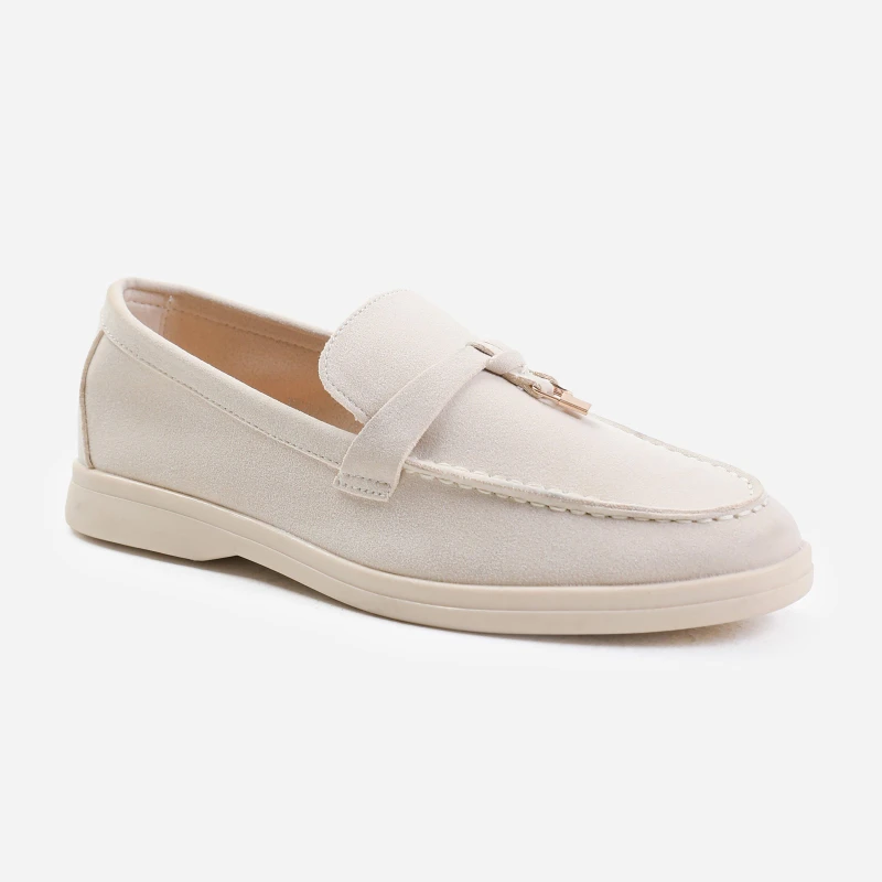 Image of Where's That From 'Pegasus' Slip On Trim Loafers With Accessory Detailing Beige