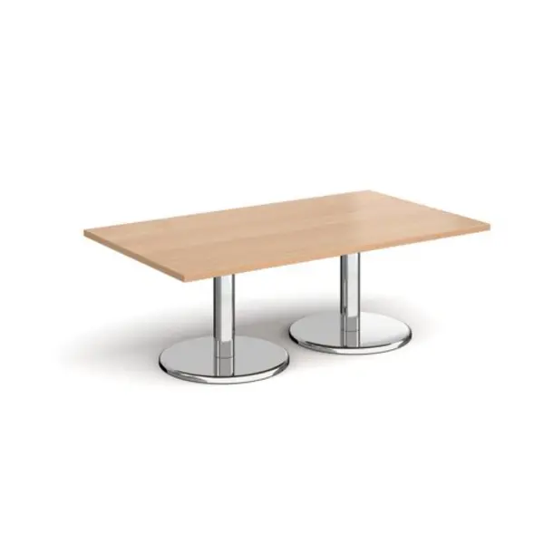Image of Pisa Pisa rectangular coffee table with round chrome bases 1400mm x 800mm - beech Beech PCR1400-B