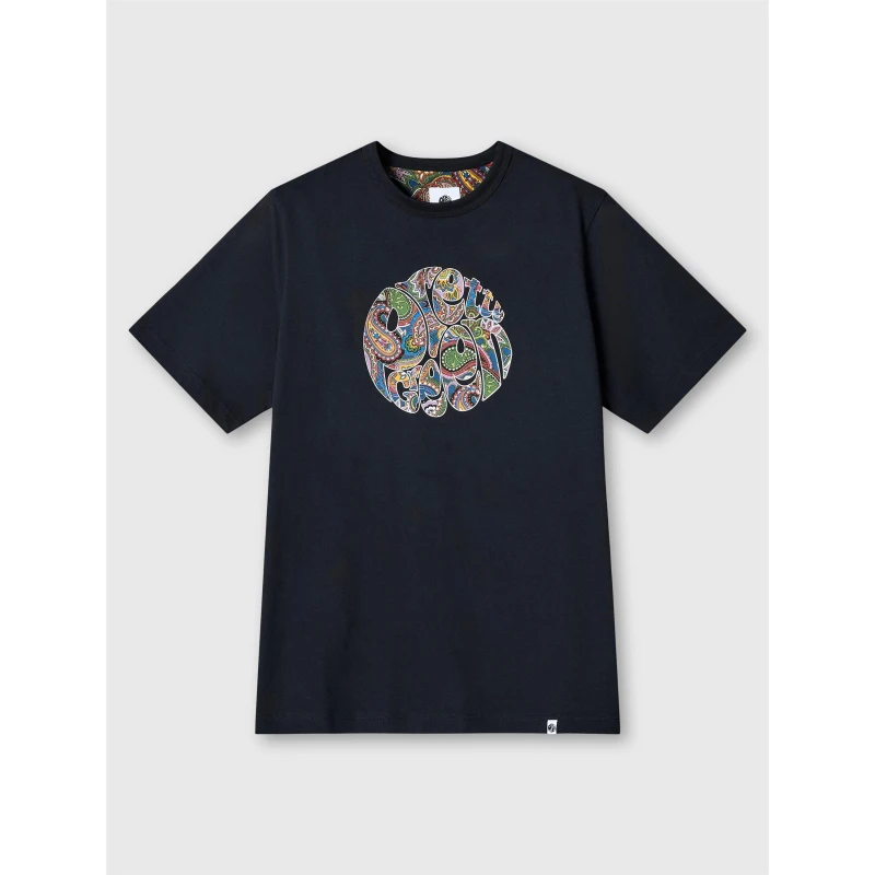 Image of Pretty Green Mens PG House Paisley Regular Fit T-Shirt Black male 2X Large
