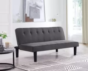 Image of Layla Fabric Sofa Bed With Tufted Detail and Black Legs