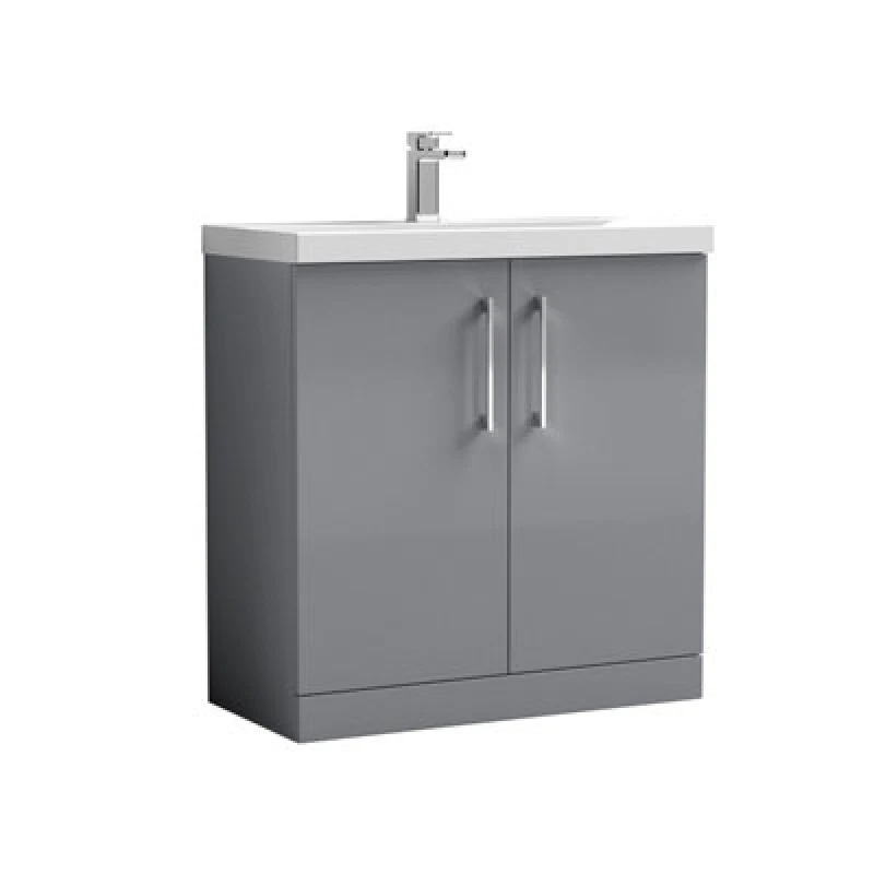 Image of NUIE Nuie - Arno Satin Grey 800mm 2 Door Vanity Unit with 50mm Profile Basin - ARN2205D ARN2205D