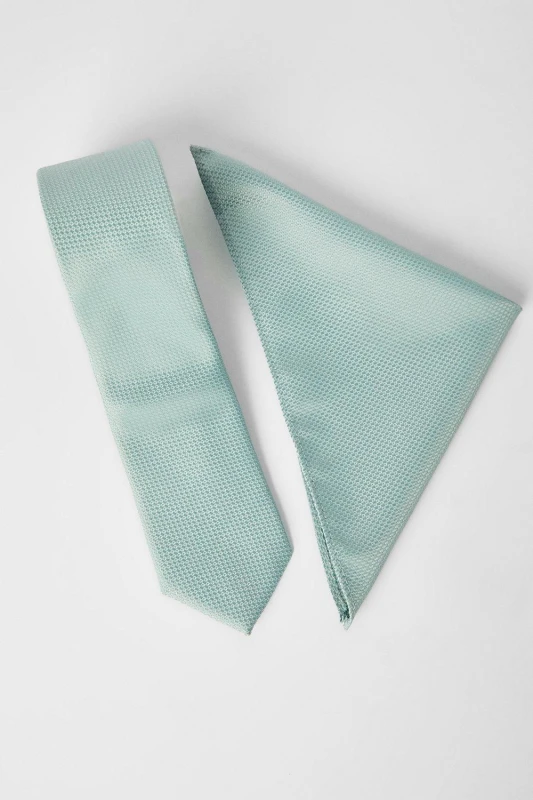 Image of Burton Mens Sage Textured Tie And Pocket Square Sage One Size Male BBB05858