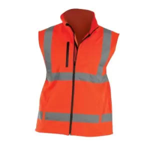 Image of Yoko Mens Hi Vis Softshell Bodywarmer / Workwear (S) (Hi Vis Orange)