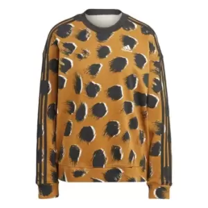 adidas Essentials 3-Stripes Animal Print Sweatshirt Women - Bronze Strata / Multicolor / B