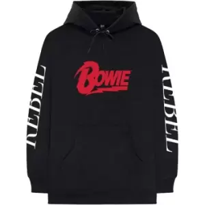 Image of David Bowie - Rebel Rebel Unisex Medium Pullover Hoodie - Black