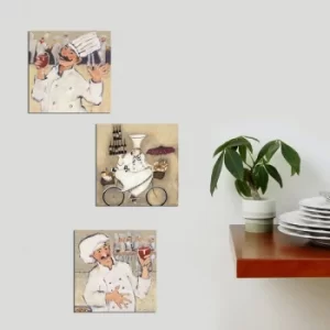 Image of 3BT023 Cream White Red Black Decorative MDF Painting (3 Pieces)