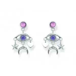 image of Sterling Silver Stylised Eye Stone Earrings H2272-643-7