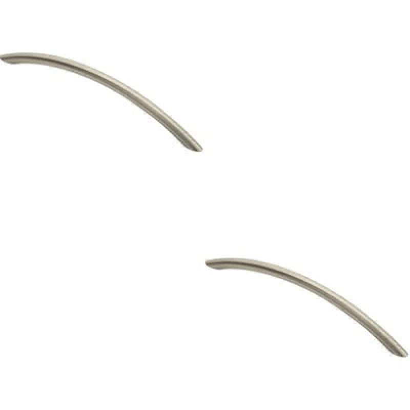 Image of Loops 2x Curved Bow Cabinet Pull Handle 226 x 10mm 192mm Fixing Centers Satin Nickel Metallics unisex