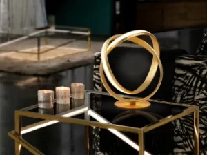 Image of Lazas Integrated LED Table Lamp, Gold Leaf