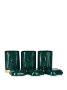 Image of Kitchencraft Lovello Tea, Coffee And Sugar Storage Canisters - Green