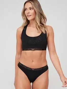 Image of Emporio Armani Bodywear Sparkle Detail Bralette And Brief Gift Box, Black, Size L, Women