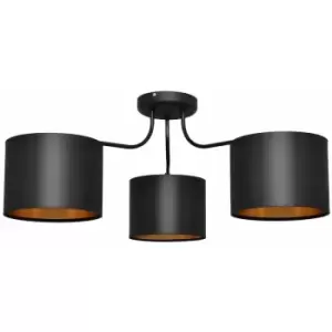 Image of Helam Alba Multi Arm Semi Flush Ceiling Light Black, Gold 65cm