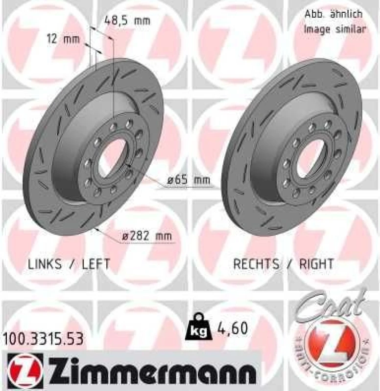 Image of ZIMMERMANN Brake disc ZIMMERMANN 100.3315.53
