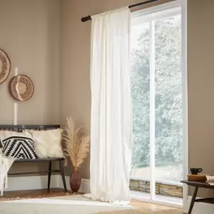 Image of Pineapple Elephant Zofia Broderie Anglaise Slot Top Voile Curtain Panel Natural