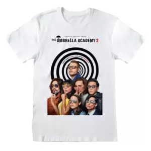 image of The Umbrella Academy Unisex Adult Season 2 Poster T-Shirt (L) (White)