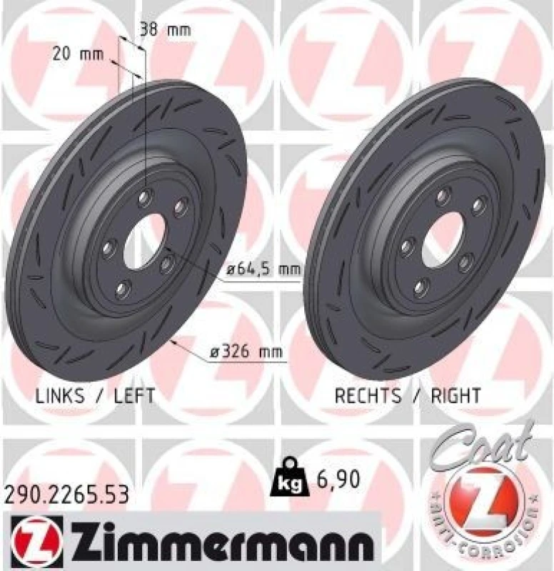 Image of ZIMMERMANN Brake disc ZIMMERMANN 290.2265.53