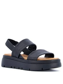 image of Dune London Location Leather Soft Volume Memory Foam Sandal - Black, Size 38, Women