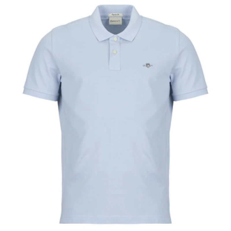 Image of Gant REG SHIELD SS PIQUE POLO mens Polo shirt in Blue