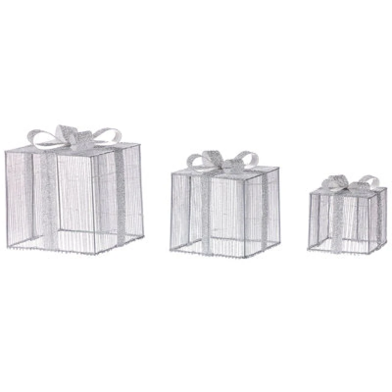 Image of Beliani Outdoor Decoration LED Arnes Christmas Gifts 25/20/15cm Silver