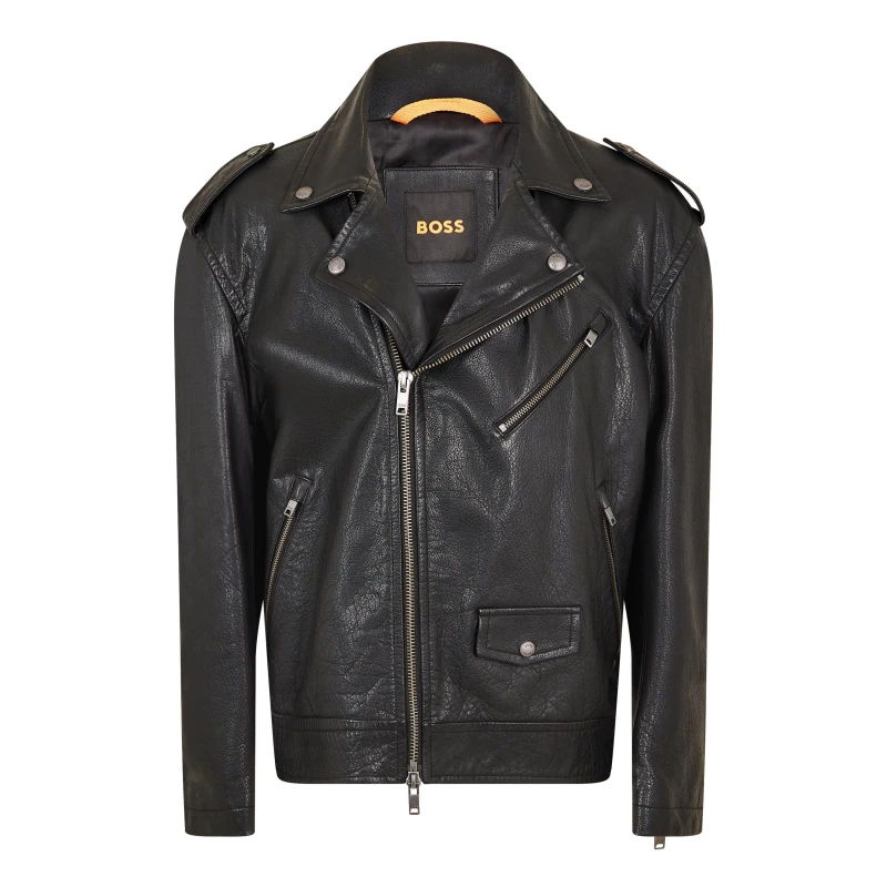 Image of Boss Mens Jonu Leather Jacket Black male 36 (46)