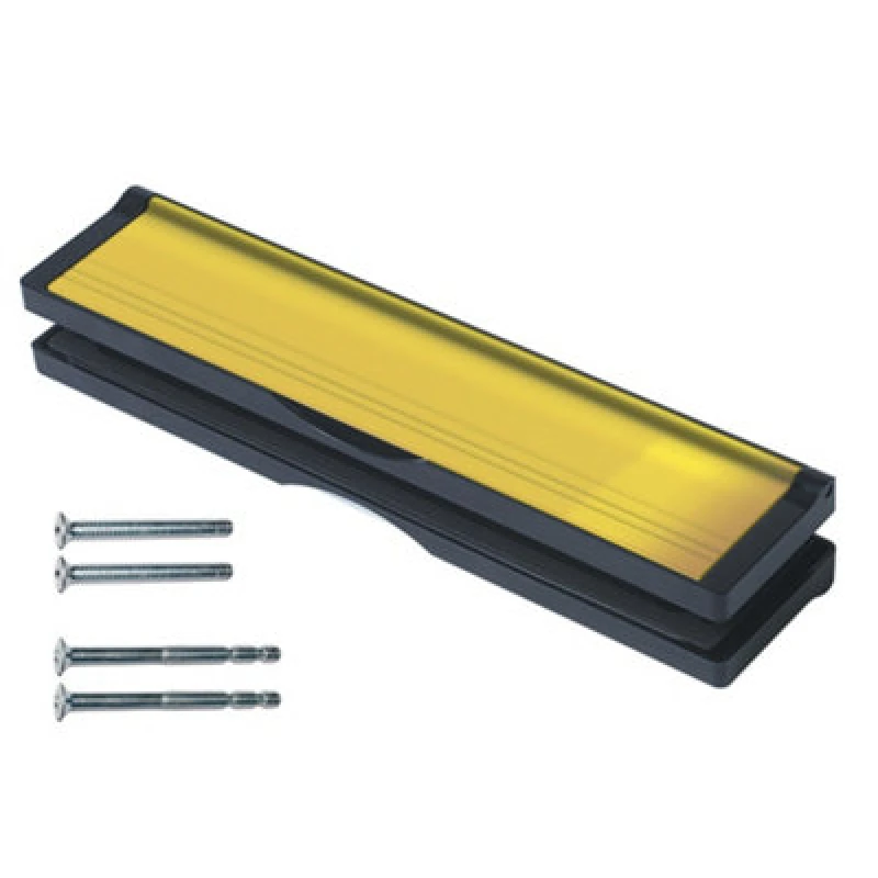 Image of Keypak 12" (30.6Cm) Door Letterbox - Fits 40-80mm Doors, Telescopic Sleeved Letter Box, Black/polished Gold