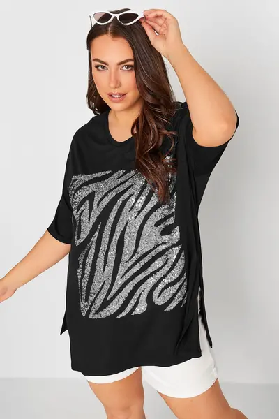 Image of Yours Printed Top Black
