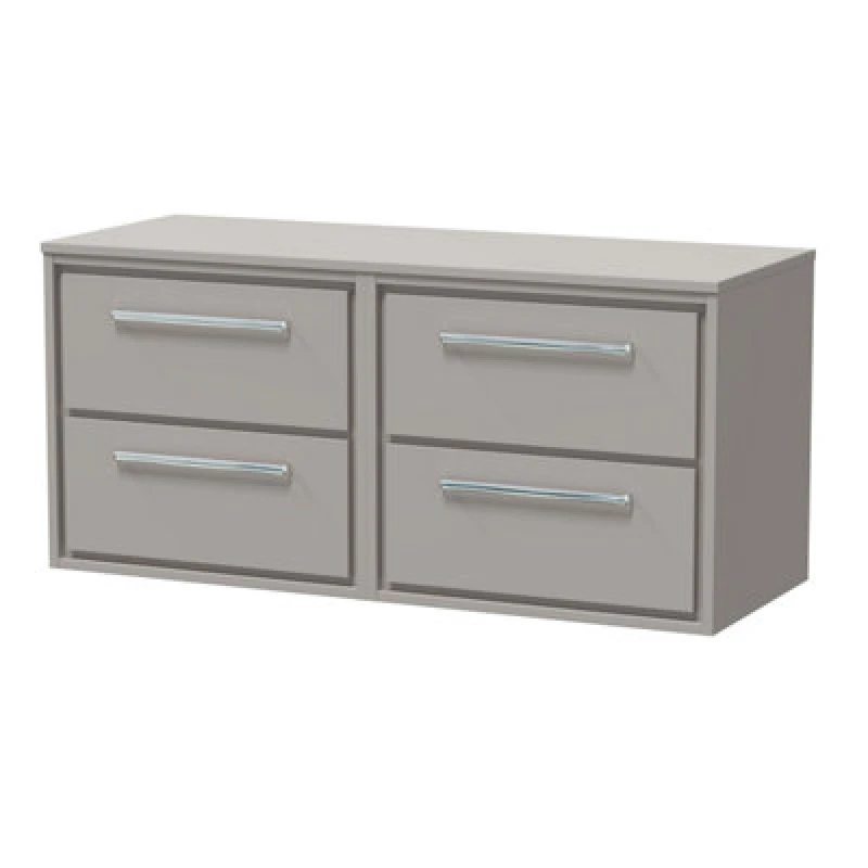 Image of Balterley 1200mm Wall Hung 4 Drawer Vanity with Worktop - Pebble Grey Grey Unisex