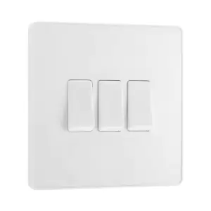 image of BG Evolve Pearl White Triple Light Switch 20A 16Ax 2 Way - PCDCL43W