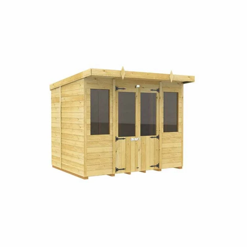 Image of Buttercup Farm 8ft x 6ft Pent Summer House - Wood - L178 x W243 x H201cm in Brown Brown Unisex