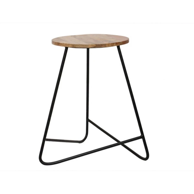 Image of Jaipur Furniture Ltd Ravi Single Stool - Mango Wood/Iron - L38 x W38 x H51cm - Mango Light Finish in Brown Brown Unisex