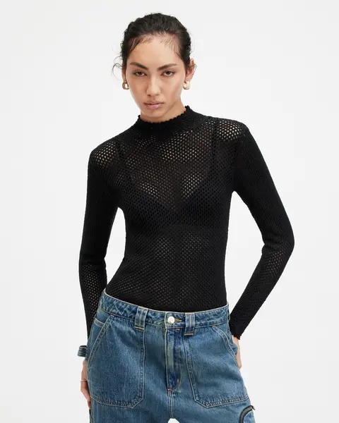 Image of AllSaints Avril Jumper - Black Size L, Women