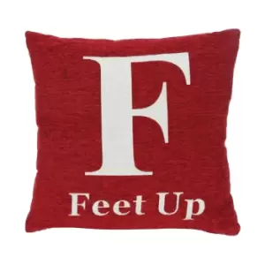 image of "Feet Up" Red Filled Cushion 45x45cm