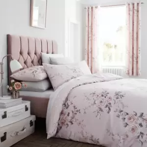 Image of Catherine Lansfield Canterbury Easy Care Duvet Cover Set, Blush, Single