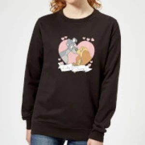 image of Disney Lady And The Tramp Love Womens Sweatshirt - Black