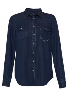 Image of French Connection Leila Denim Classic Western Shirt Indigo